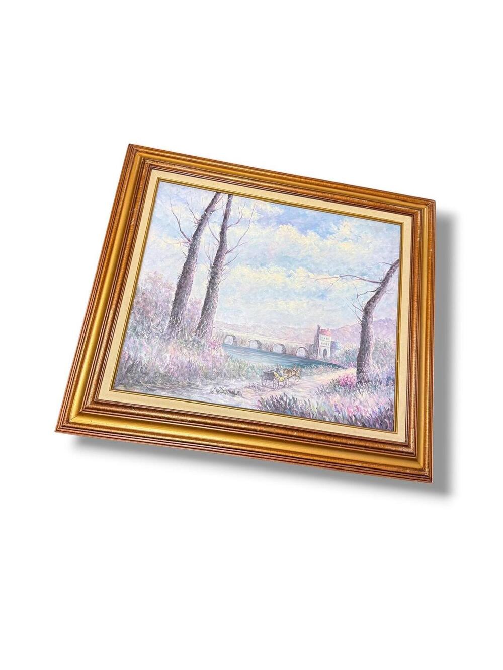 Vintage Large Landscape Painting Framed Artwork